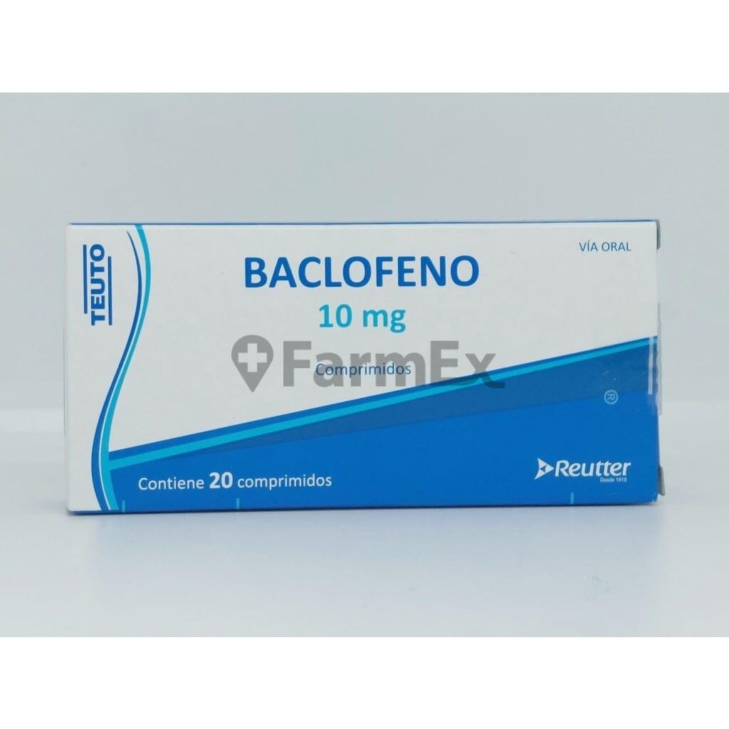 Baclofeno 10 mg x 20 comprimidos "Ley Cenabast" Farmex-Pluxee-Persistente